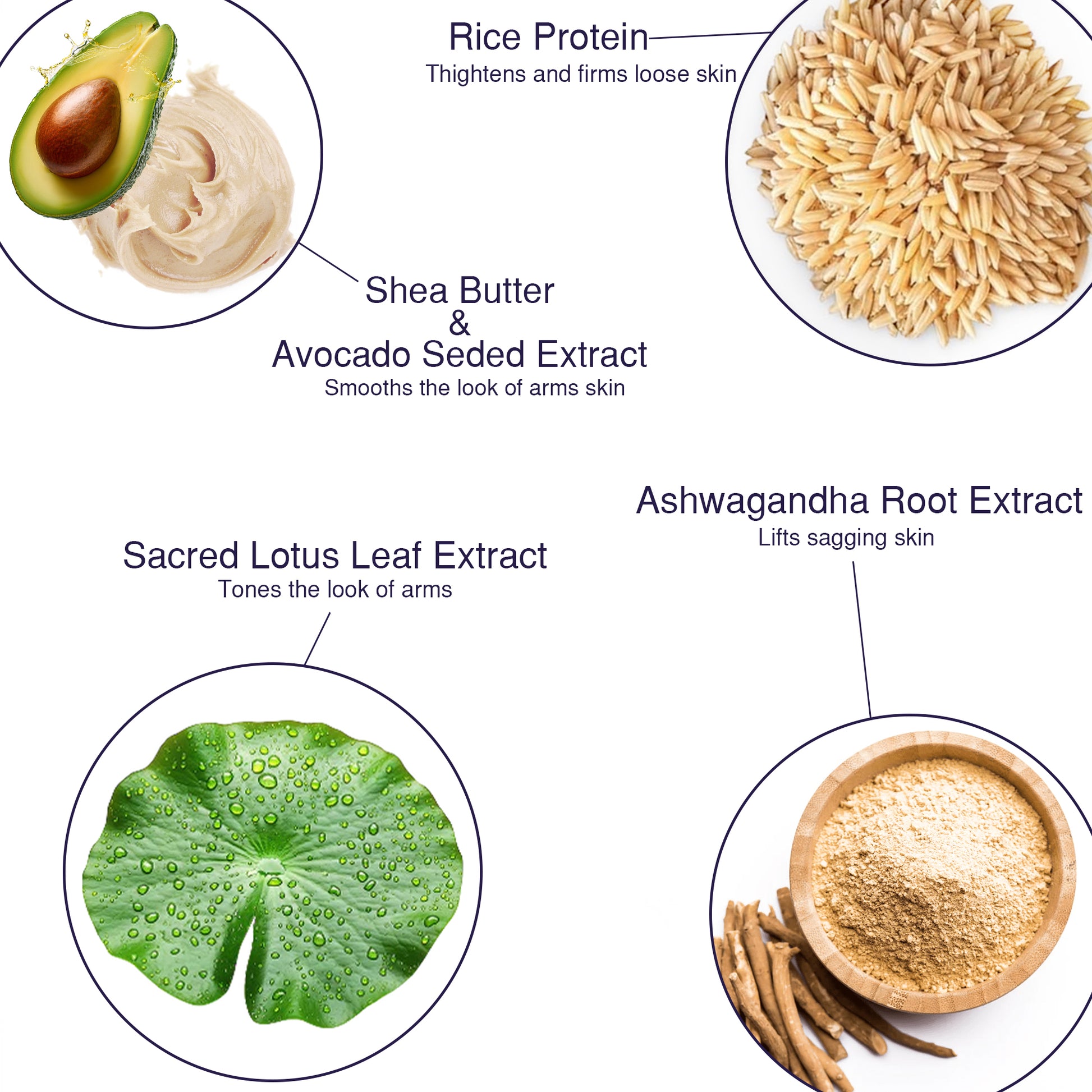 Sculpt & Tone Arm Cream Natural Ingredients Dermatologically Tested Shea Butter Avocado Seed Extract Sacred Louts Leaf Ashwagandha Root Extract Rice Protein 