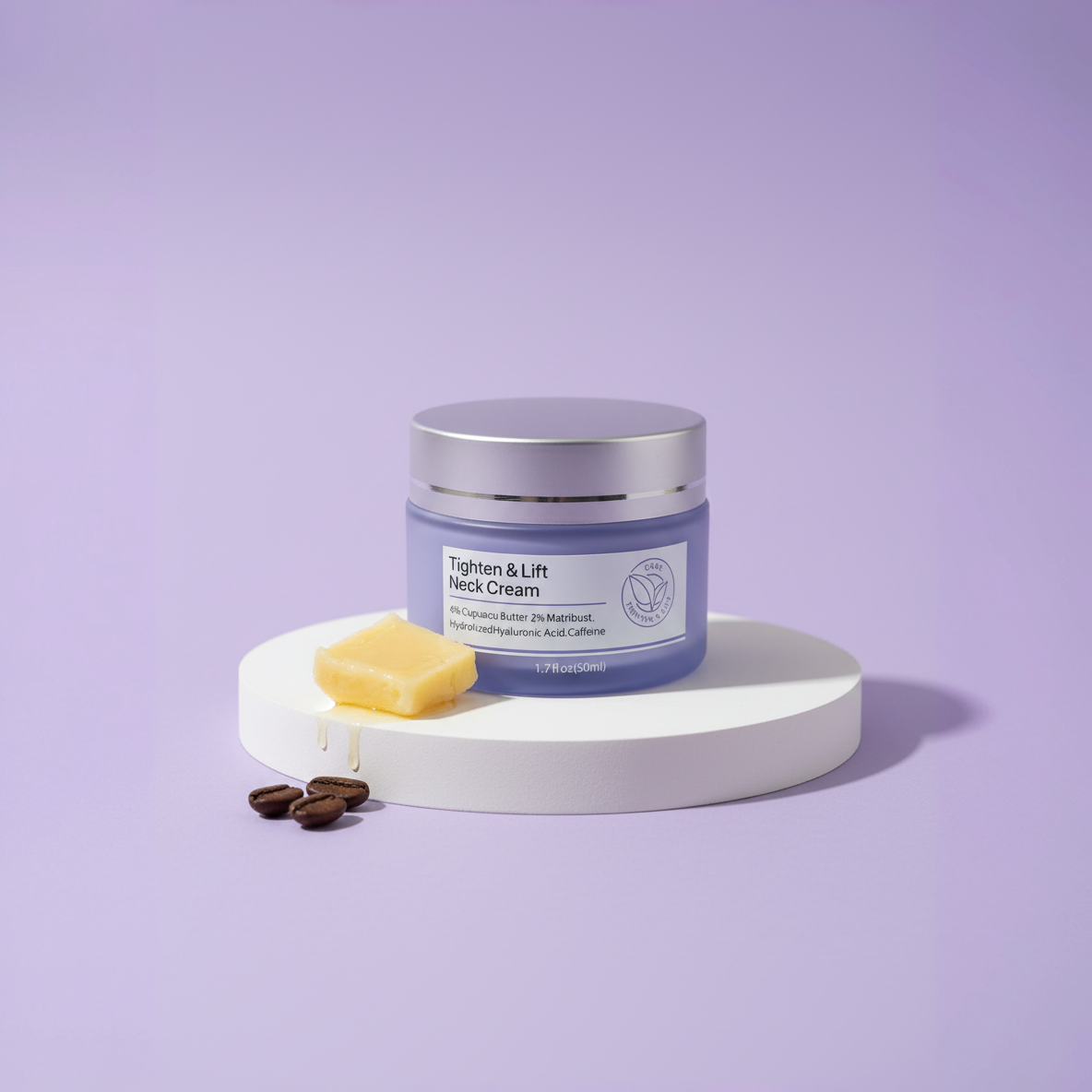 Tighten & Lift Neck Cream Natural Ingredients Caffeine Cupuacu Butter Hyaluronic Acid